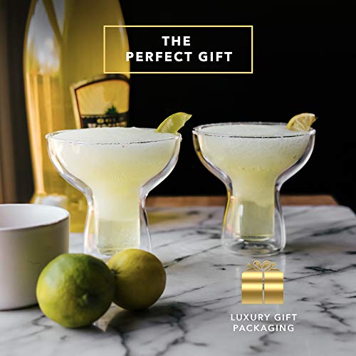 Dragon Glassware Margarita Glasses, Clear Double Wall Insulated Barware, Refrigerator And Freezer Safe, Great Gift For Mixed Drink Lovers, 12 Oz Capacity, Set Of 2 #TOP4