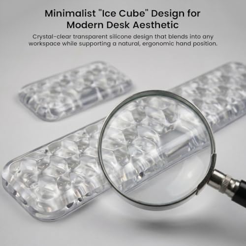 Image of Mouse & Keyboard Wrist Rest Pad Set of 2 Transparent Silicone Gel Hand Rest Non-Slip Footpad 16 inch Ergonomic Design Wrist Support for Office Computer Laptop Mac Typing Pain Relief Desk Gaming Accessory