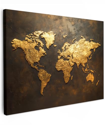 MuchoWow© Cuadros Decoracion Salon Modernos 80x60 cm para Dormitorios Cuadro Decorativos de Salon Lienzos Decorativo Pictures for Living Room Decorarivos Mapa - Metálico - Óxido