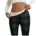 MXTPOV Fleece Lined Leggings Women Checkered Fleece Lined High Waisted Legging Fashion Winter Thermal Warm Outdoor Pants Green Ladies Leggings L