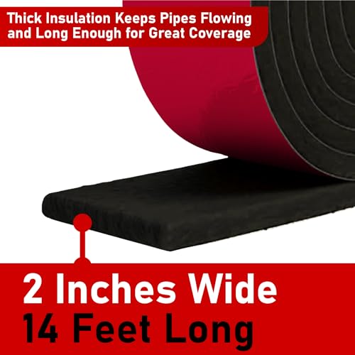 Redford Supply Co. 2 inch x 14 ft Pipe Insulation, Outdoor Pipe Insulation Wrap for Winter Freeze Protection, Water Line Freeze Protection Foam, Insulated Wrap for Copper Pipes, PVC, AC Line