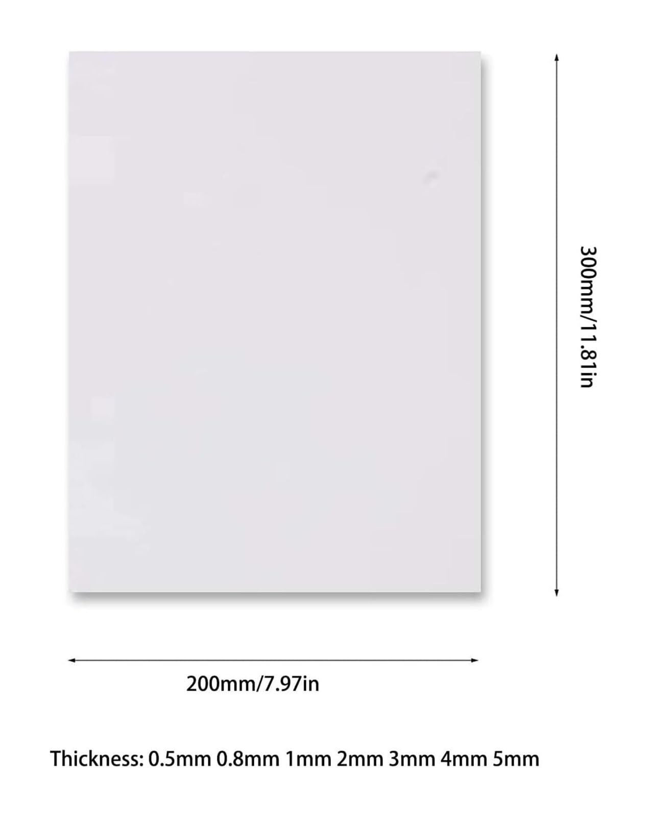 Barre di tubi di plastica, 4 fogli di ABS bianco da 0,5-5 mm for modellismo 7,9 x 11,8 pollici(Thk 2mm)