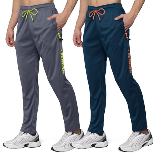 Image of Pinkmint Men's Lycra Track Pants, Soft & Comfortable Gym Joggers for Running, Workout & Sports (Available in Plus Size and Combo Pack of 2)
