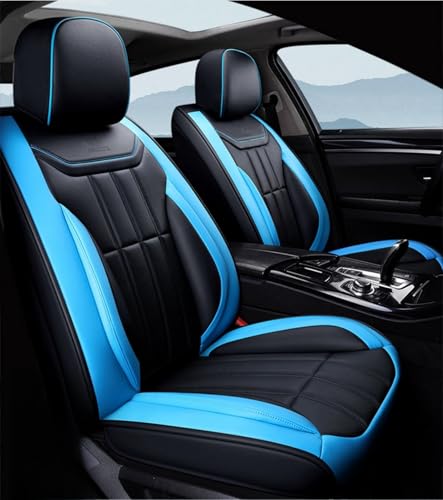 日産セレナ C27 C26 C25 H28.8~に適用車シートカバー耐摩耗性通気PUレザー素材座布団 防水 全天候型汚れ防止 取付簡単 滑り止め 収納便利クッションプロテクター前後席背もたれ(黒ブルー,枕なし)