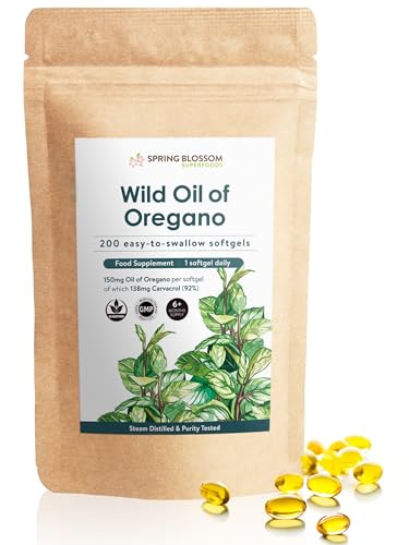 200x Oregano Oil Softgels 388mg | 150mg Oil of Oregano 138mg Carvacrol (92%) | Easy-to-Swallow Fast Absorption Capsules Highly Potent Himalayan Herbal Supplement Immune Support Cold Flu Gut Health