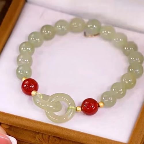 Perles de jade en cœur d'amour, bijoux naturels femmes - 4