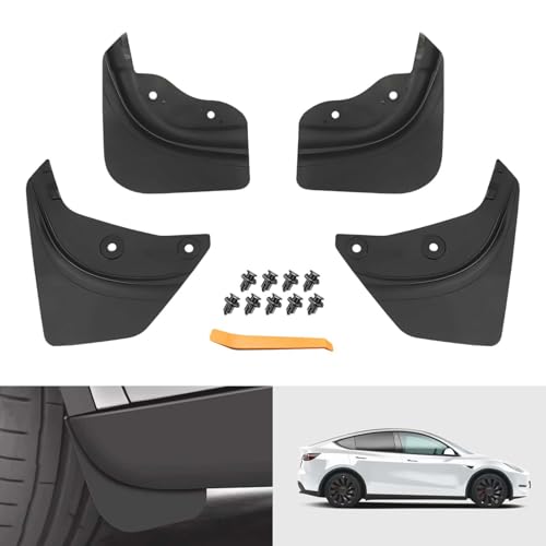 Image of 4 Pcs Upgraded Model Y Mud Flaps, Compatible with Tesla Model Y 2023 2024- Flexible Mud Guards for Model Y, No Drilling Splash Guards Mudflaps, Compatible Accessories for Tesla Model Y