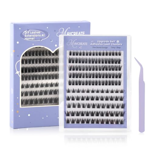 Image of MAYCREATE 140pcs Wispy Eye Lashes for Women Self Adhesive Natural Look Cluster Lashes 2 Styles 10-13mm Manga Anime False Fake Eyelashes Eyelash Lash Clusters with Tweezers for Daily or Parties