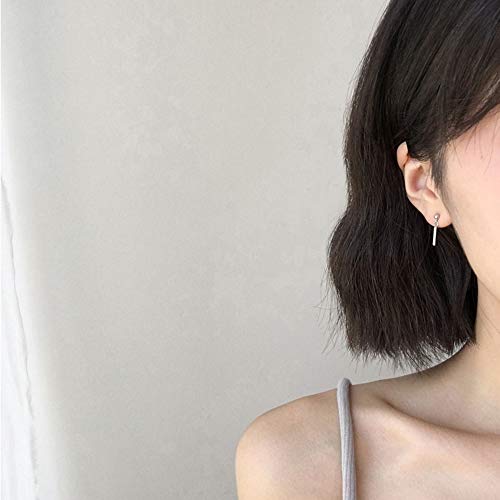 Minimalist Bar Dangle Stud Earrings Sterling Silver for Women Girls Simple Chic Statement Ball Cartilage Ear Studs Post Piercing Earring Cute Jewelry Gifts for Sensitive Ears Xmas Party2