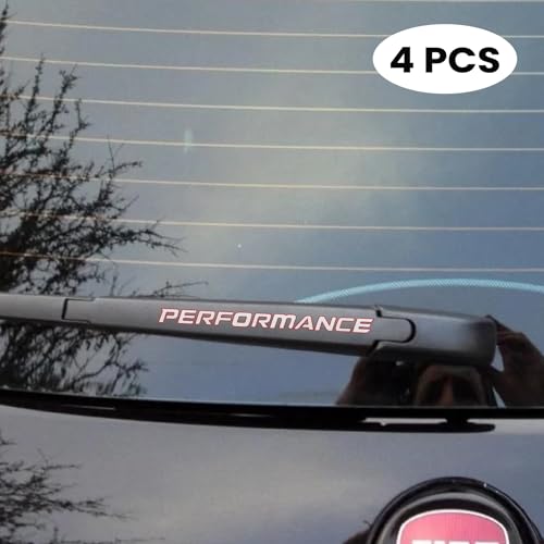 Image of 4Pcs Performance Sticker for Car Wiper Stickers All Cars Rear Wiper Car Sticker Exterior Decal Vinyl L x H 10 x 1.5Cm (White,Red 1)