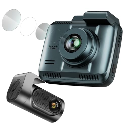 boAt 2026 Launch Hive Dashcam F1, 4K Ultra HD Front & Full HD Rear Recording, Sony STARVIS, ADAS Voice Commands, Dual Channel Recording, GPS Route Log, Wi-Fi, 150° Wide FOV, Smart Parking (Steel Blue)