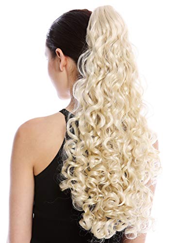 WIG ME UP - 9563B-V-88 Haarteil Zopf Pferdeschwanz lang voluminös stark gelockt lockig Hellblond Lichtblond