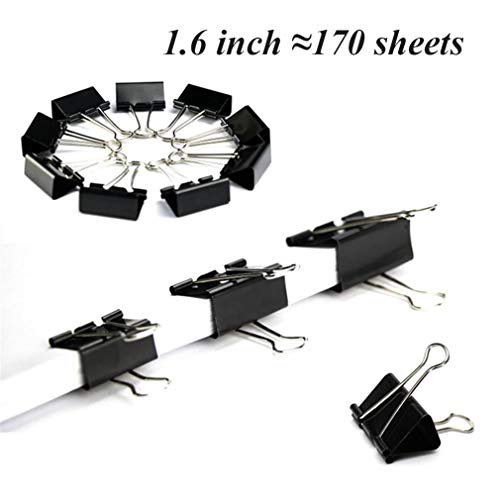 48 Pcs Large Binder Clips 1.61 inch Paper Clamps Clips Black Binder Clips Office Home Use