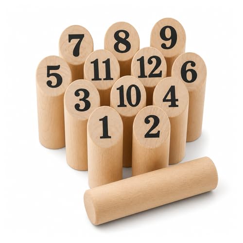 GRENADINE BOUTIQUE Jeu de Quilles Nordiques en Bois – Jeu Exterieur – Famille Adresse Strategie Jardin Plage Camping – Jeu en Bois Naturel – Kubb Bois...