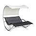 Produktbild blumfeldt The Big Easy ergonomische Schaukelliege - Schwingliege, Gartenliege, Liegefläche für 2 Personen, wasserdichtes, abnehmbares Dach, Stahl-Rahmen, Drinnen/Draußen, wetterfest, grausilber