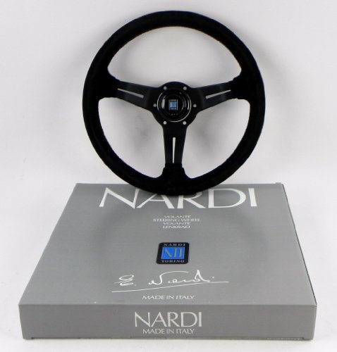Nardi Steering Wheel - Deep Corn - 330Mm (12.99 Inches) - Black Suede Leather With Red Stitching - Classic Horn Button - Part # 6069.33.2094 #TOP3