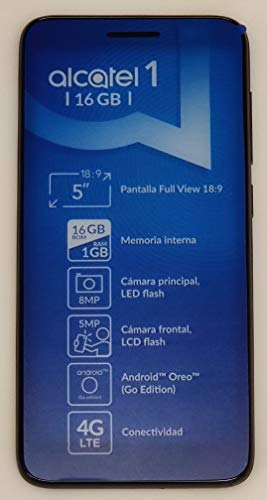 Alcatel 1 Unlocked Phone 4G Lte 5" Display 16Gb Dual Camera Att, Tmobile, Metro, Straight Talk - Black #TOP2