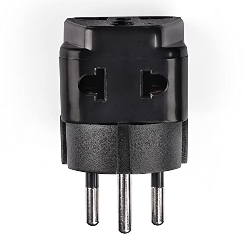 Orei 2 In 1 Usa To Israel Travel Adapter Plug (Type H) - 4 Pack, Black #TOP4