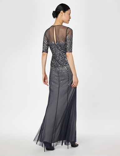 Image of Adrianna Papell Women's Beaded Illusion Dress | Long Sequin Evening Dress with Fitted Bodice & Tulle Skirt Overlay