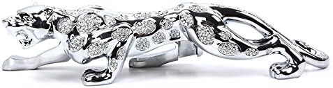 Leopard Metal with Czech crystals Car Dashboard Decoration Ornaments (19×5cm, silver)
