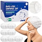 7 Pack Waterless No Rinse Shampoo Caps for Bedridden Patients, Rinse Free Shampoo Caps for Elderly and Post Surgery, Waterless Hair Washing Shower Caps – Microwavable & Gentle & Disposable