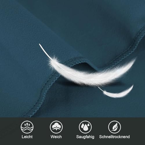 Mikrofaser Handtuch 3er Set - Groß 200×100cm & 2 Klein 80×40cm, Schnelltrocknend Microfaser Sporthandtuch, für Reisehandtuch, Badetuch, Fitness & Sport Handtücher und Strandtuch (Dunkelblau) – Bild 3