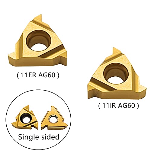 Zouzmin Lathe Threading Inserts 11Er Ag60 + 11Ir Ag60 Carbide Inserts For External Thread/Internal Thread Turning Tool Holders For For Stainless Steel And Iron,20Pcs… #TOP2