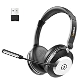 Wireless Headset with Noise Cancelling Microphone Bluetooth Headset - Bluetooth V5.3 Headphones with USB Dongle & Mic Mute for Computer/Laptop/PC/iPhone/Android/Cell Phones/Zoom