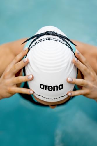 Arena Silikonowy czepek pływacki wyścigowy dla mężczyzn i kobiet Aquaforce Wave Hydrodynamiczna wydajność konkurencyjne intensywne pływanie, czarny, rozmiar M