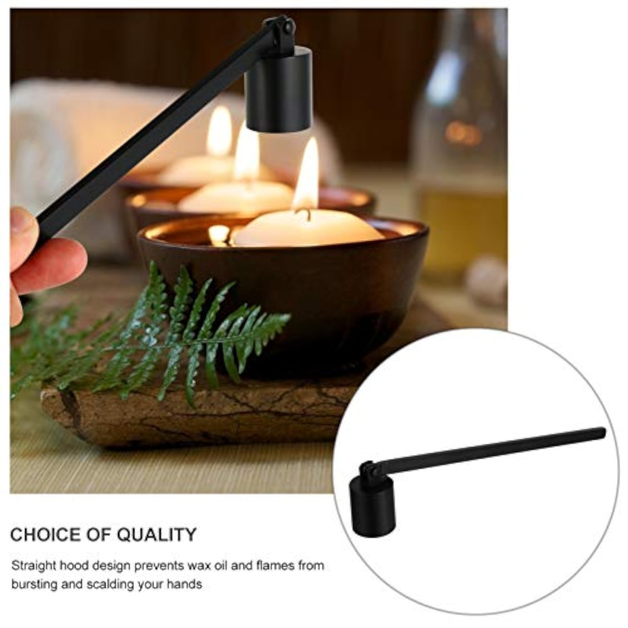 Black Candle Snuffer with Long Handle