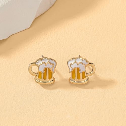 Lovely Beer Mug Stud Earrings for Women,Funny German Oktoberfest Earrings Beer Festival Costumes Outfits Accessories for Woman3