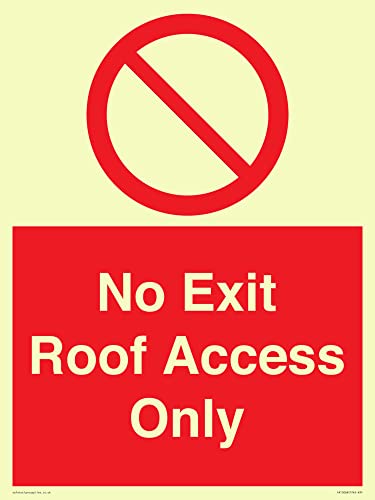No Exit Roof Access Only Sign - 300x400mm - A3P, Red/White