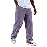 pantalon velours violet femme Design : pantalon baggy en velours côtelé pour homme, matière chaude et agréable, stretch, uni, pantalon élastique avec élastique à la taille