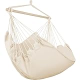 Rxakudedo ハンモックチェア 吊り下げ 室内 室外 兼用 抱き枕付き*2 大人＆子供兼用 耐荷重量 150kg クリームイエロー