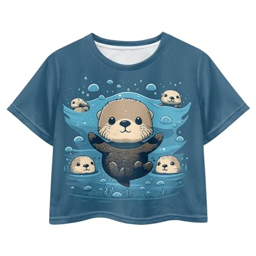 Tongluoye Crop Tops for Girls Summer Shirts Crew Neck Short Sleeve Tops Kids Clothes