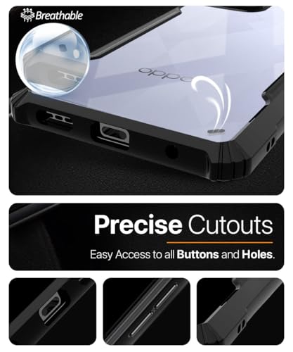 Image of WOW IMAGINE Shock Proof Clear Protective Back Case for Oppo K13 5G - AirEDGE Technology | 360 Degree Camera Protection | Transparent Hybrid Back Case Mobile Cover - Black
