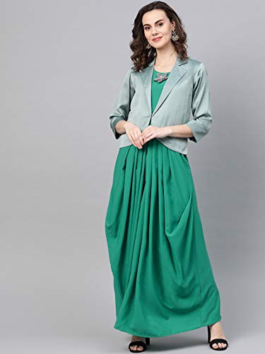 Image of Cottinfab Women's Rayon Blend Pleated Maxi Casual Dress