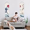 AHANDMAKER Confezione da 2 arazzi giapponesi con onde oceaniche rosse sole e onde e fiori di ciliegio rossi nappe da appendere alla parete per stanza, 33 x 130 cm #5