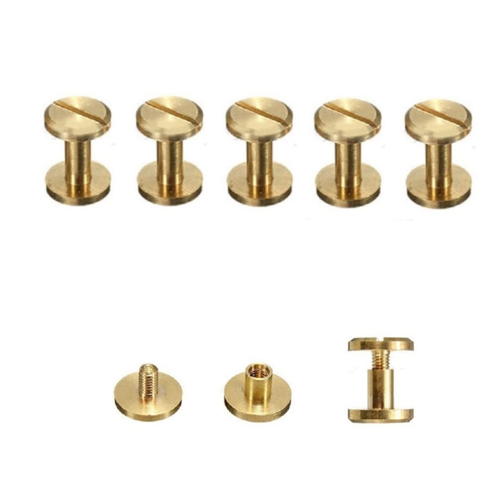 Sourcing Map Confezione Da 25 Viti Chicago In Ottone, 3 X 8 Mm, A Testa Piatta, Rivetti Per Rilegatura, Per Fai Da Te In Pelle, Cinturino In Ottone - Foto 6