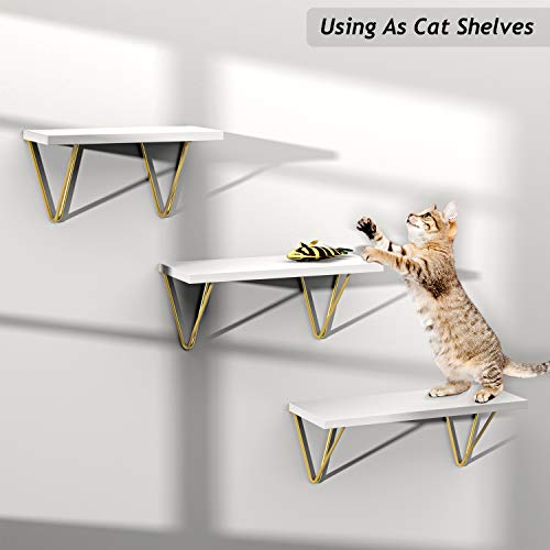 STORAGEGEAR Triangle Modern Gold Bracket Floating Shelves Set of 3 Wall Mounted for Home Decor Living Room, Bathroom, Bedroom, Kitchen and Coffee Bar Storage - Thumbnail 7