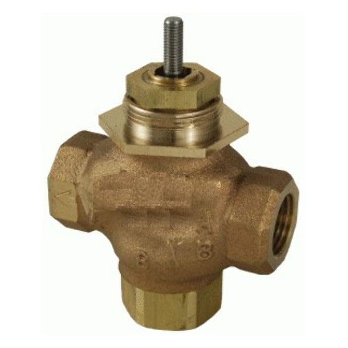 Schneider Electric VB-7313-0-4-06 Series Vb-7000 Three-Way Globe Valve Body, Npt Threaded Straight Pipe End Connection, Mixing, Brass Plug, 3/4