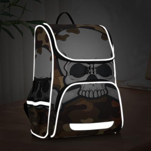Mochila infantil reflectante con diseño de camuflaje de calaveras 5