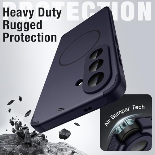 Image of JETech Magnetic Cover Case for Samsung Galaxy S26, Compatible with MagSafe, Dual-Layer Heavy Duty Shockproof Phone Cover, Camera Lens Full Protection, Anti-Scratch Hard PC Back (Deep Blue)