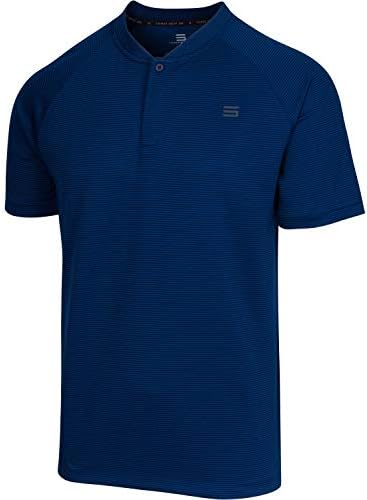 Three Sixty Six Collarless Golf Shirts for Men - Men’s Casual Dry Fit Short Sleeve Polo, Lightweight and Breathable Deep Navy