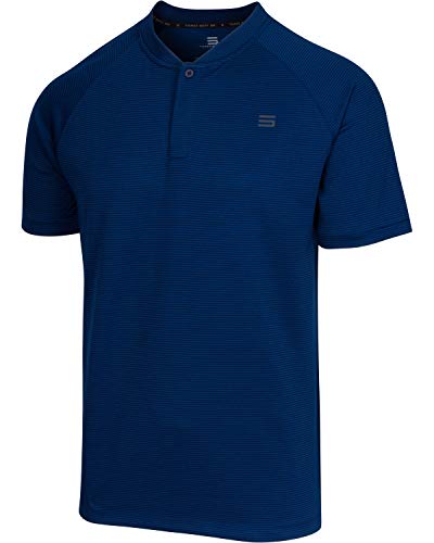Three Sixty Six Collarless Golf Shirts for Men - Mens Casual Dry Fit Short Sleeve Polo, Lightweight and Breathable Deep Navy