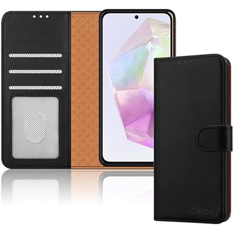 iCatchy Leather Wallet Case for Samsung A35 Cover