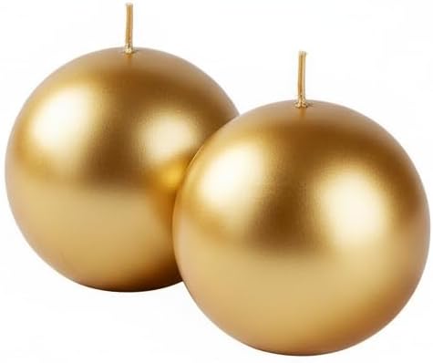 CERERIA di Giorgio risthò Ball, Wax Candles, Gold, 8 x 8 x 8 cm, 4 Units