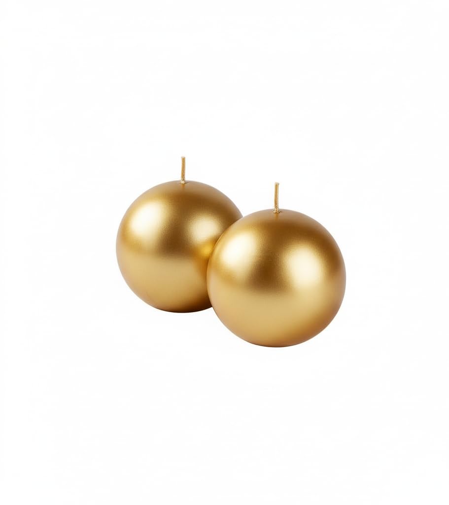 Cereria di Giorgio risthò Ball, Wax Candles, Gold, 4.5 x 4.5 x 4.5 cm, 12 Units