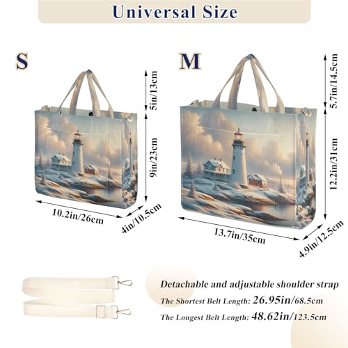 Emelivor Lighthouse Snow Winter Tote Bag for Women Corduroy Bags Cross Body Bag Purse Travel Bags S4