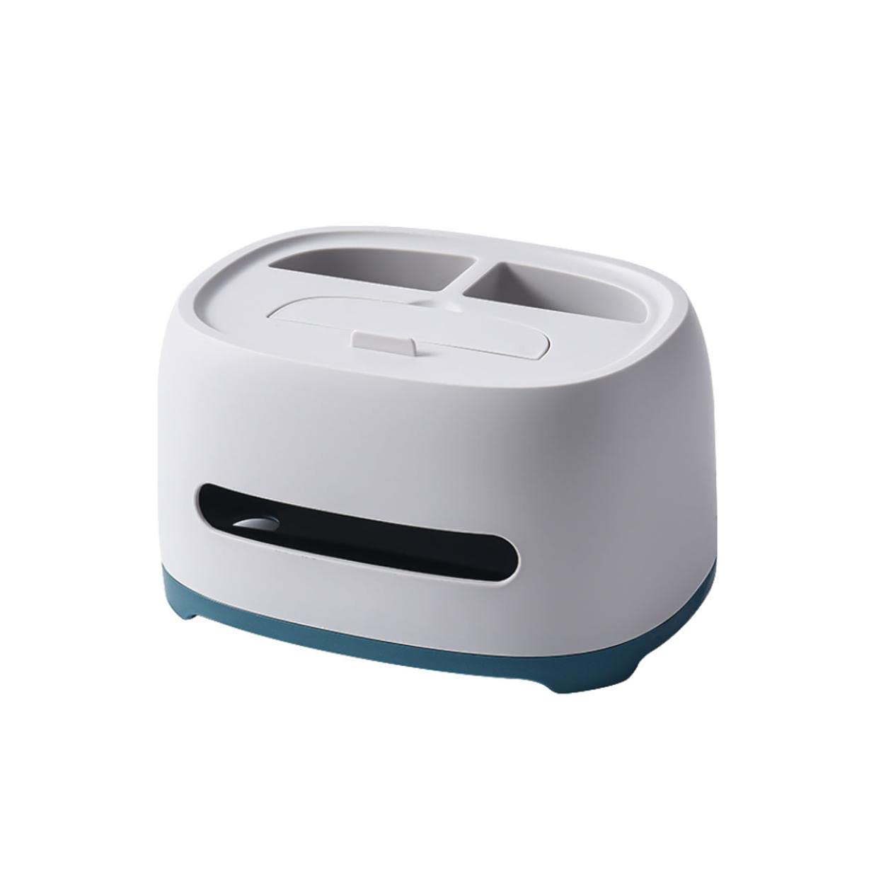 Dispensador de servilletas de plástico Multifuncional de Escritorio con Ranuras de Almacenamiento (Azul)